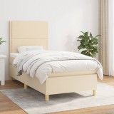 VidaXL Pat box spring cu saltea, crem, 90x190 cm, textil 3142222