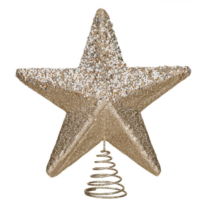 V&acirc;rf Brad, Stea Din Spumă, Bej Ninsa, Glitter, 30cm