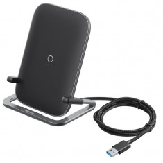 Incarcator Wireless Baseus Rib, vertical sau orizontal, 15W (negru) foto