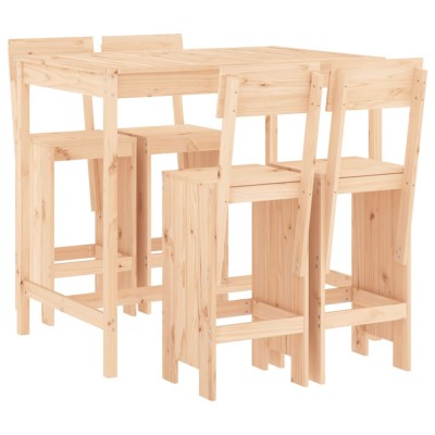Set mobilier de bar pentru gradina, 5 piese, lemn masiv de pin foto