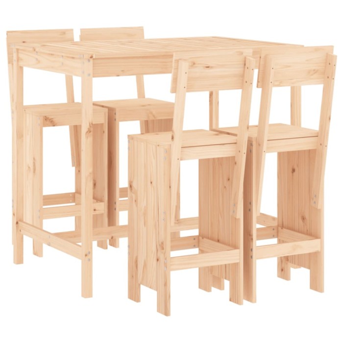 Set mobilier de bar pentru gradina, 5 piese, lemn masiv de pin