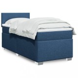 Cumpara ieftin Pat box spring cu saltea, albastru, 90x200 cm, textil