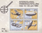 Norvegia 1979 - Expo aviatie, avioane, Zepelin, bloc neuzat