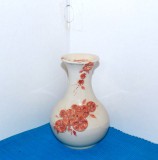 Studio Art: Vază gresie emailată decor relief, obiect de expoziție - UNICAT - semnată Sylvia Karlsson, propriul atelier Tranas, Suedia