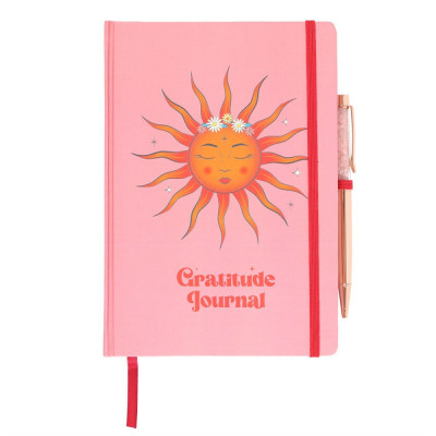 Agenda/Jurnal si pix cu bucatele de quartz roz The sun gratitude - Celestial foto
