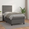 VidaXL Pat box spring cu saltea, gri, 80x200 cm, piele ecologică