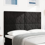 vidaXL Cap de Pat LED Negru Set de 3 Negru Spumă, Lemn Cap de pat &icirc;nalt