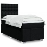 VidaXL Pat box spring cu saltea, negru, 80x200 cm, textil
