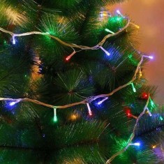 Instalatie de craciun cu baterii tip liniar, 2 jocuri de lumini, fir transparent 5 m 50 led -uri, multicolor