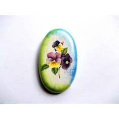 Magnet oval design petunii mov, violet si galbene, magnet frigider 32562