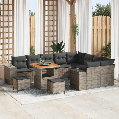 vidaXL Set de canapele pentru grădină 12 pcs Gri 80 x 80 x 71 cm 3363993 foto