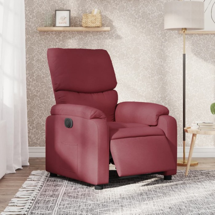 vidaXL Fotoliu rabatabil electric, roșu vin, material textil 3204803