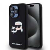 Husa MagSafe pentru Apple iPhone 15 Pro, Karl Lagerfeld, Silicone Karl &amp; Choupette&#039;s Heads, Neagra