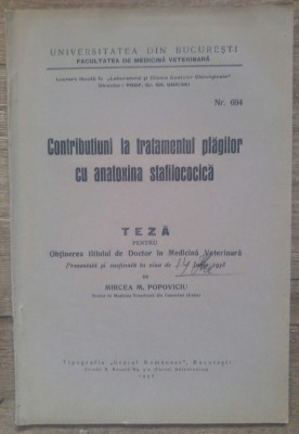 Contributiuni la tratamentul plagilor cu anatoxina stafilococica/ 1938 foto