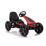 Kart cu Pedale Mercedes-Benz Rosu, Roti EVA, Scaun Reglabil, Frana de Mana, 3-8 Ani