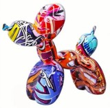 Figurina Caine, Zamo&reg;, Model Pudel Balon, din Rasina Pictata Manual, Multicolora, 22 x 8.5 x 18 cm
