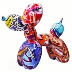 Figurina Caine, Zamo&reg;, Model Pudel Balon, din Rasina Pictata Manual, Multicolora, 22 x 8.5 x 18 cm