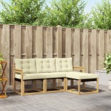 vidaXL Set de canapele de exterior cu pernă 4 pcs Alb și crem 3389348