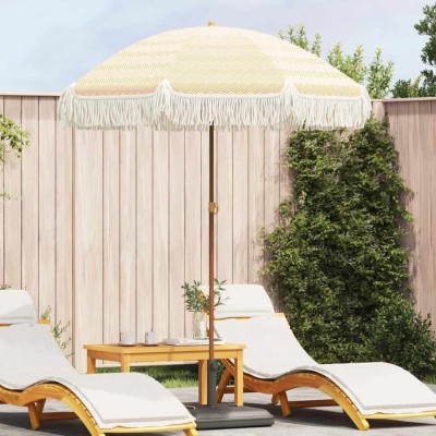 vidaXL Umbrelă de soare Galben și alb &amp;Oslash; 160 x 195 cm Oțel 42006679 foto