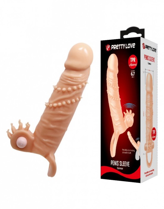 Prelungitor Penis cu Glont Vibrator Connor, +4 cm, TPR, Natural