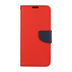 Husa Carte Fancy pentru Huawei Y7 2019, Inchidere Magnetica, Rosu/Navy foto