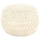 Cumpara ieftin Taburet puf macrame lucrat manual, 45 x 30 cm, bumbac