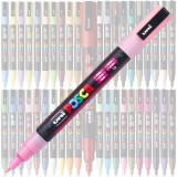 Marker PC-3M Posca cu vopsea pe baza de apa,varf fin, 0.9-1.3 mm,roz cu sclipici