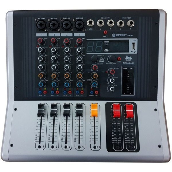 Mixer audio profesional cu amplificare, 4 intrari microfon, USB si 4 canale  WVNGR KA-40 | Okazii.ro
