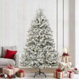 vidaXL Brad de Crăciun artificial Verde și alb 240 cm PVC și Metal 3395771