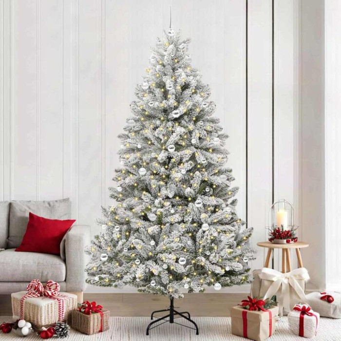 vidaXL Brad de Crăciun artificial Verde și alb 240 cm PVC și Metal 3395771