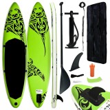 VidaXL Set de placă SUP gonflabilă, verde, 366x76x15 cm