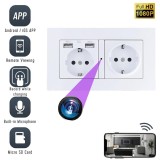 Camera Spion WiFi, TSS-EUC2 Ascunsa in Priza Dubla, Full HD, 5MP, Inregistrare Audio-Video, Detectia Miscarii, cu Aplicatie Mobila, Alba