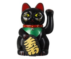 Pisica norocoasa Feng Shui,din plastic,aduce noroc si bogatie - Negru
