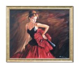 Cumpara ieftin Tablou inramat pictat manual, Flamenco - Eleganta, 65x55cm ulei pe panza, gata de agatat pe perete