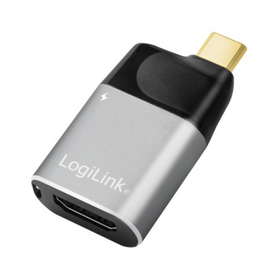 CABLU video LOGILINK, adaptor USB 3.1 Type-C (T) la HDMI (M) + USB-C (M), , rezolutie maxima 4K UHD (3840 x 2160) la 60 Hz, conectori auriti, aluminiu foto