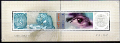 NORVEGIA 2005, Aniversari, 150 de ani Prima Marca Postala, bloc neuzat, MNH foto
