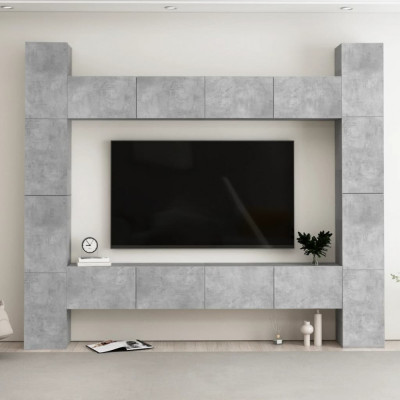 vidaXL Set dulap TV, 8 piese, gri beton, lemn prelucrat foto
