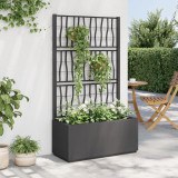 VidaXL Jardinieră de grădină cu spalier, gri &icirc;nchis, 80x36x140 cm, PP