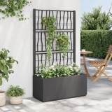 vidaXL Jardinieră de grădină cu spalier, gri &icirc;nchis, 80x36x140 cm, PP