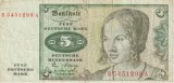 Bancnota 5 mark 1980 - Germania