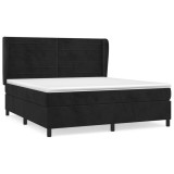 Cumpara ieftin Pat box spring cu saltea, negru, 180x200 cm, catifea