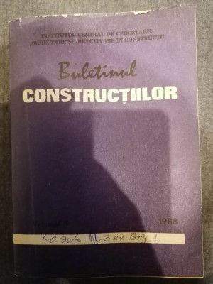 Buletinul Constructiilor Volumul 9 anul 1988 foto