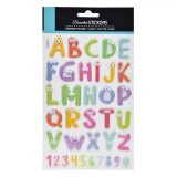 Set Autocolante Decorative 3D, 36 Bucăți, Litere și Cifre, Multicolor, Oem