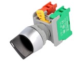 Comutator rotativ 22mm negru 2 NC NO