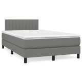 Gossi pat cu arcuri, saltea si led, gri inchis, 120x190 cm, textil