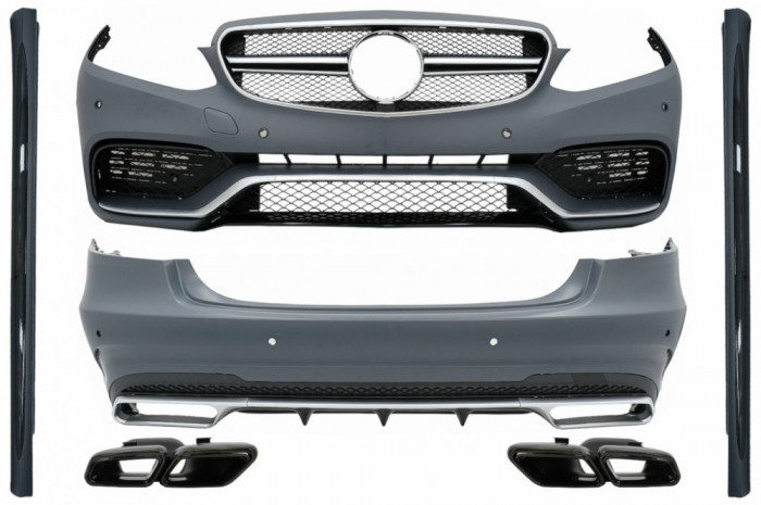 Pachet Exterior Complet cu Ornamente Evacuare Negre Mercedes E-Class W212 Facelift (2013-2016) E63 Design Performance AutoTuning