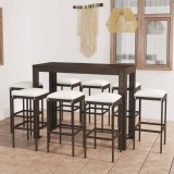 Set mobilier bar de grădină cu perne, 9 piese, maro, poliratan