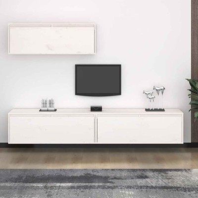 vidaXL Set dulap TV, 3 buc., alb, lemn masiv de pin 3100140 foto