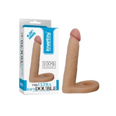 Inel penis cu stimulare anala The Ultra Soft Double (inserabil 14cm)