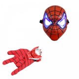 Set Spiderman: Manusa cu Lansator Discuri + Masca LED, Plastic, Rosu, Universal, 3-5 Ani